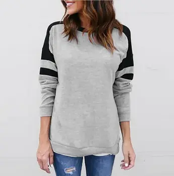 

Women Gray Hooded Solid Color Hooded Tops Women's Sweatshirt Long-sleeved