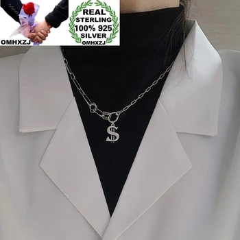 

OMHXZJ Wholesale HA58 European Fashion Fine Woman Birthday Party Gift Geometric Letter 100% 925 Sterling Silver Pendant Necklace