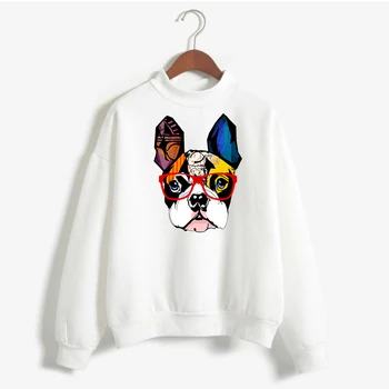 

2020 Winter Harajuku Summer Female Pullover Cute French Bulldog Print Casual Aesthetic Clothes Graphic Pit Bull Sweatshirt Femme