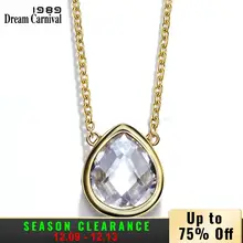 Dreamcarnival 1989 Teardrop CZ кулон Цепочки и ожерелья для Для женщин Повседневное партии Jewels Заводские золото Цвет колье Bijoux Collana