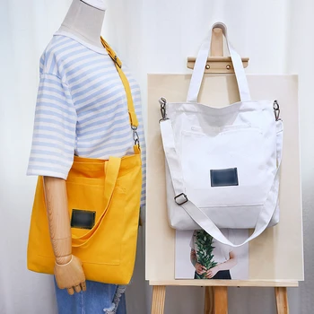 

Large capacity ladies canvas shoulder bag polyester reusable shopping bag