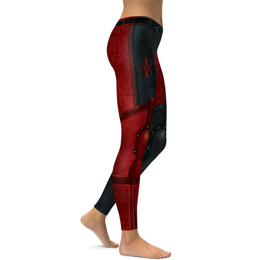 Black Red workout legging fitness exercise leggings (4)