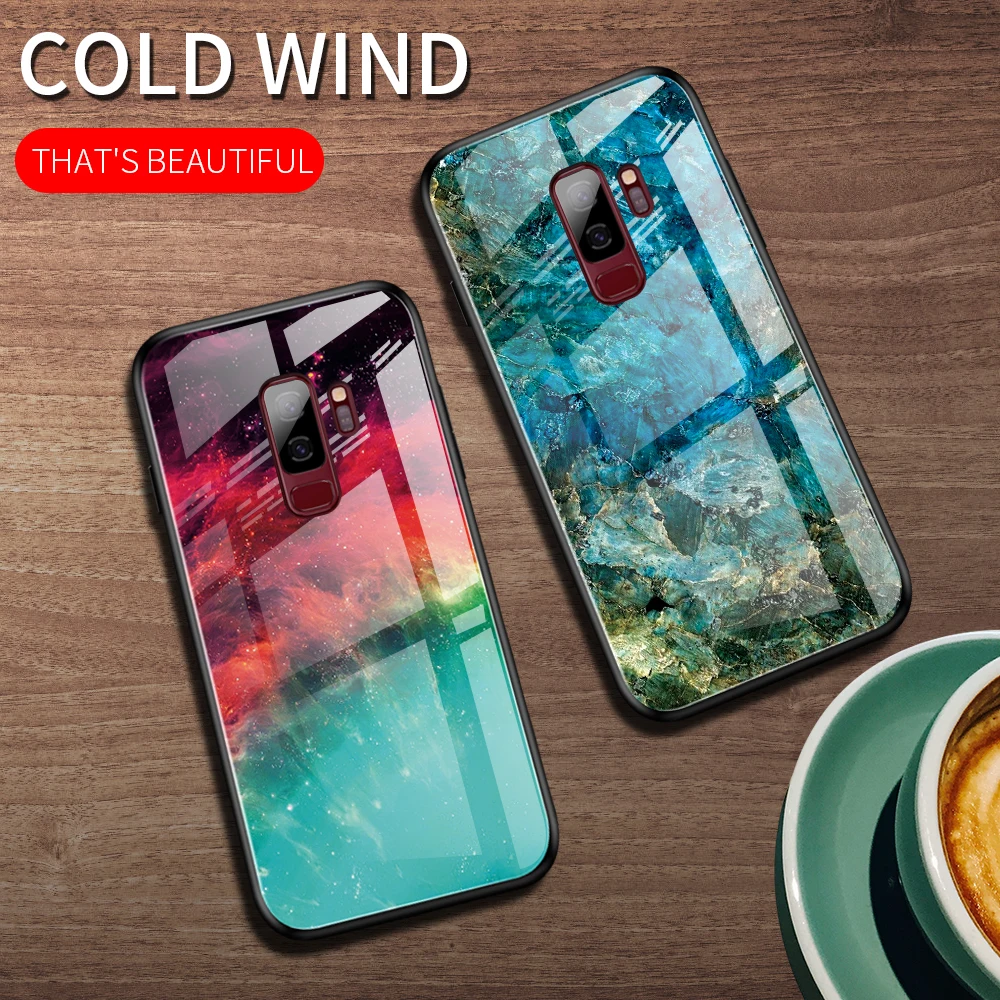 Защитный чехол из ТПУ с градиентным закаленным стеклом для Galaxy Samsung S9 S10 Plus S10e Note 9
