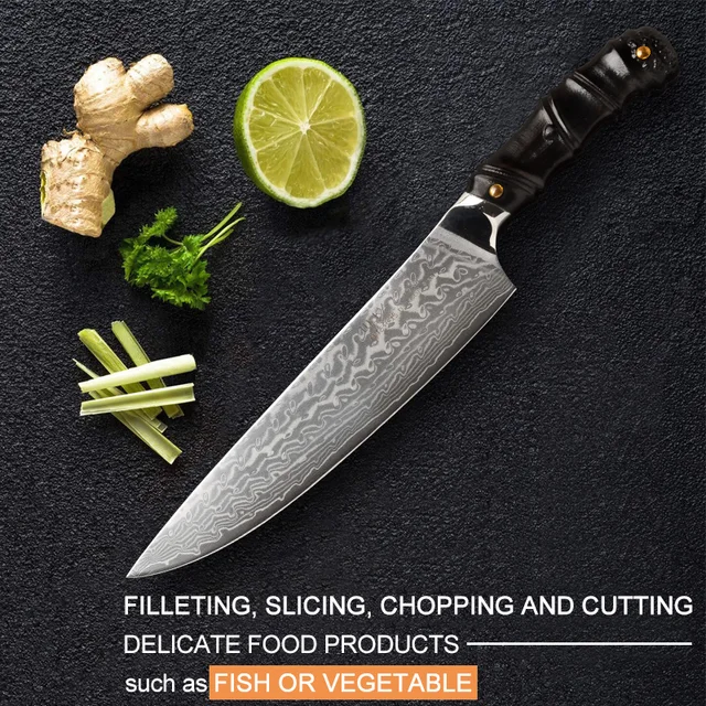 8 Hüvelykes Séf Kés A Konyhához Magas Széntartalmú Japán Damaszkusz Vg10 Acél Aprító Halak Filézet Szeletelő Főzés Gyuto 19 - Image 4