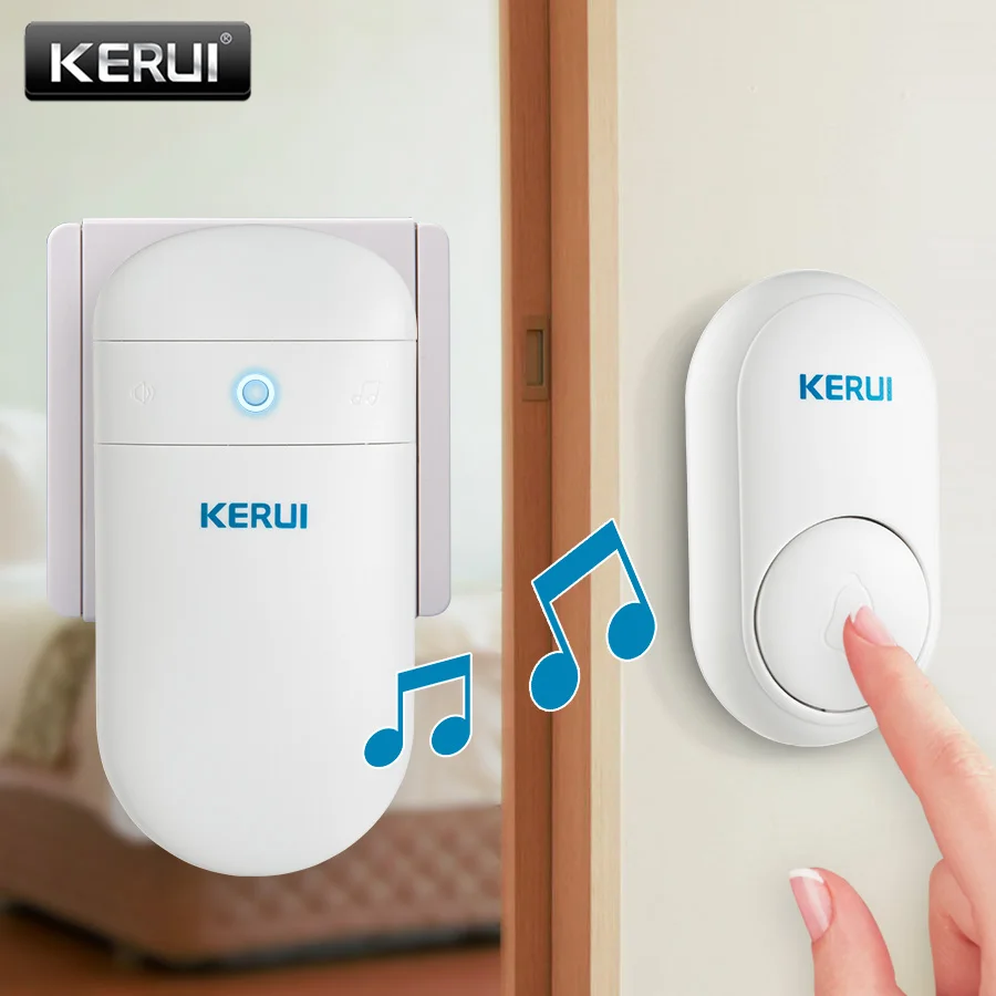 KERUI-timbre inalámbrico de bienvenida para el hogar, modo silencioso inteligente, 52 canciones, luz LED, sin necesidad de batería