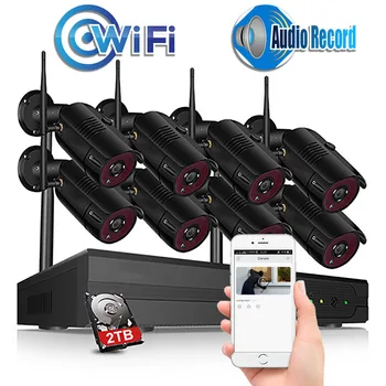 

Sound recording IP Wireless Camera Security System CCTV P2P 4CH/8CH 1080P Wifi NVR System 36 IR Outdoor Bullet 1080P Video