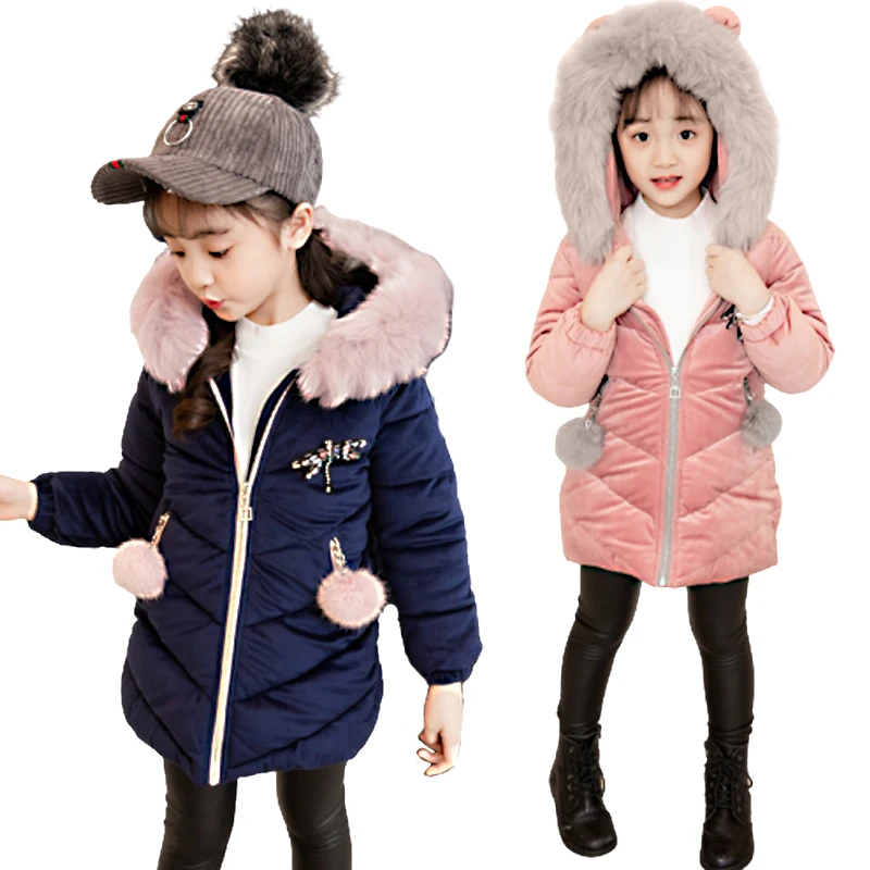Winter Girls Faux fur Coat Fahion Thick Warm Baby Girl Jackets Coats Parka Kids Outerwear