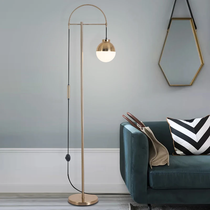 

Nordic floor lamp modern simple living room gold iron glass ball light luxury bedroom bedside lamp study office lamp