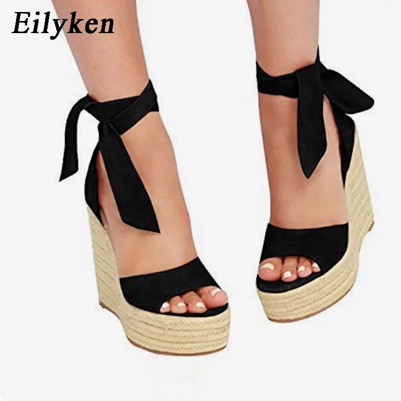 

Eilyken Fashion Roman Gladiators Wedge Platform Straw Weave Woman Sandals High Heels Summer 2020 Ankle Strap Female Leisure Shoe
