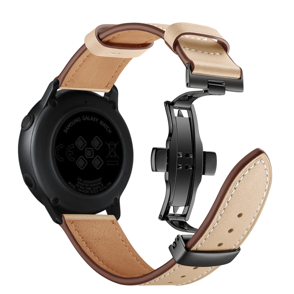 UEBN кожаный ремешок с черной бабочкой для samsung Active 2 40 мм 44 мм SM-R820 R830 R500 R600 R810 Galaxy Watch 42 мм ремешок для часов