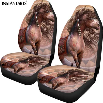 

INSTANTARTS 2Pcs Set Auto Parts 3D Running Horse Pattern Car Seat Cover Waterproof Car Truck Mens Womens Universal Cushion Cover