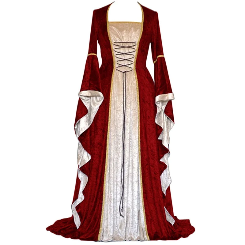 

Medieval Dress Halloween Costumes for Women Cosplay Palace Noble Long Robes Ancient Bell Sleeve Princess Costume