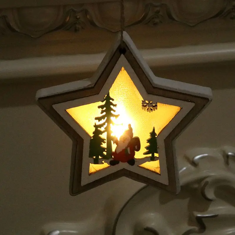 Рождество 3D деревянный каркас освещения кулон декоративный ночник настольная лампа украшение праздника Батарея приведенный в действие Kerst Decoratie