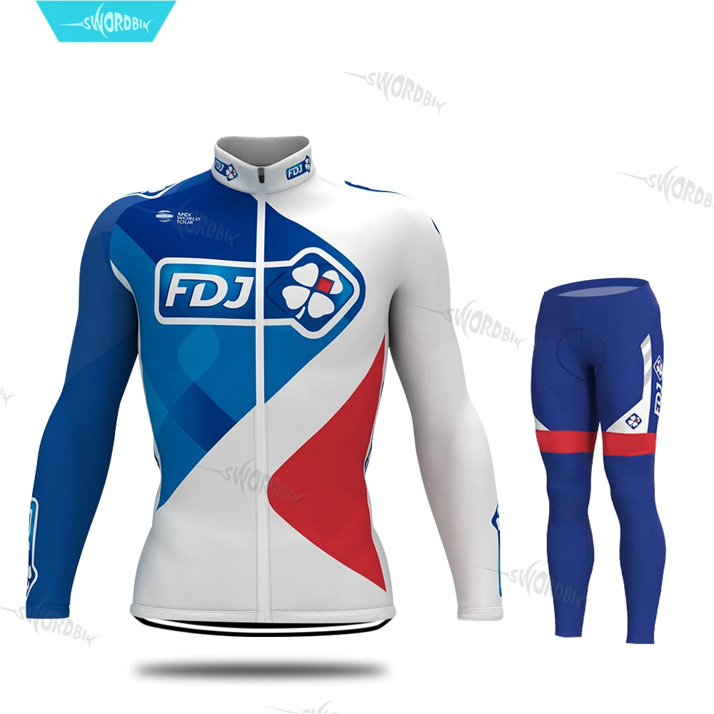 FDJ Pro Team велосипедная одежда с длинным рукавом Одежда Джерси набор мужской комплект Cycl Одежда дышащая быстросохнущая Ropa Ciclismo - Цвет: Normal Cycling Set