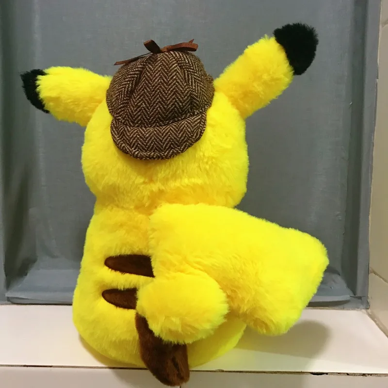 TAKARA TOMY Pokemon 28cm Detective Pikachu Plush Toy Anime Doll High Quality Stuffed Gift for Hobby Collectible Movie
