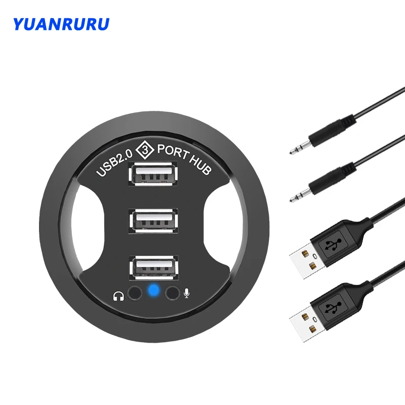 Hub Usb com Várias Portas Desktop Grommet Audio Desk Mount Adapter Hub Usb 2.0 Portas
