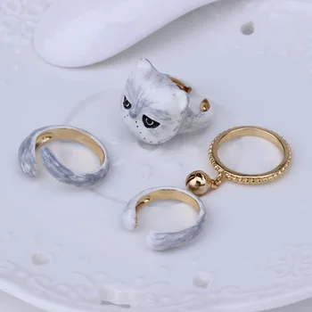 

2020 New Promotion Tin Alloy Rings Anillos Anel Masculino Thailand S Plutus For Cat Big Enamel Glaze Ring Female Four Dresses