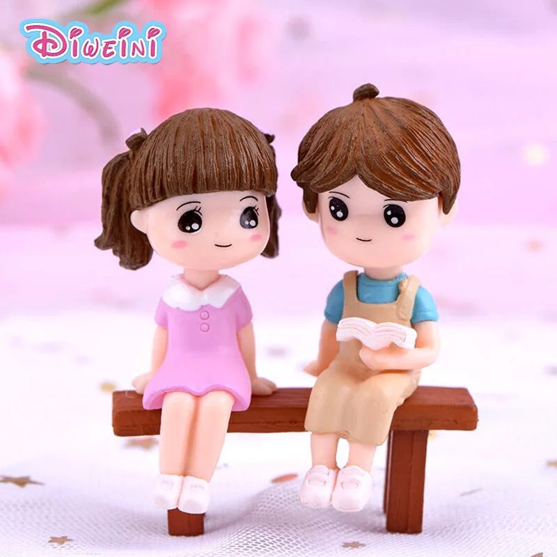 

3pcs Reading Boy Girl beach Model action Figure Miniature Figurine home Garden Dollhouse Decoration DIY Accessory toy gift