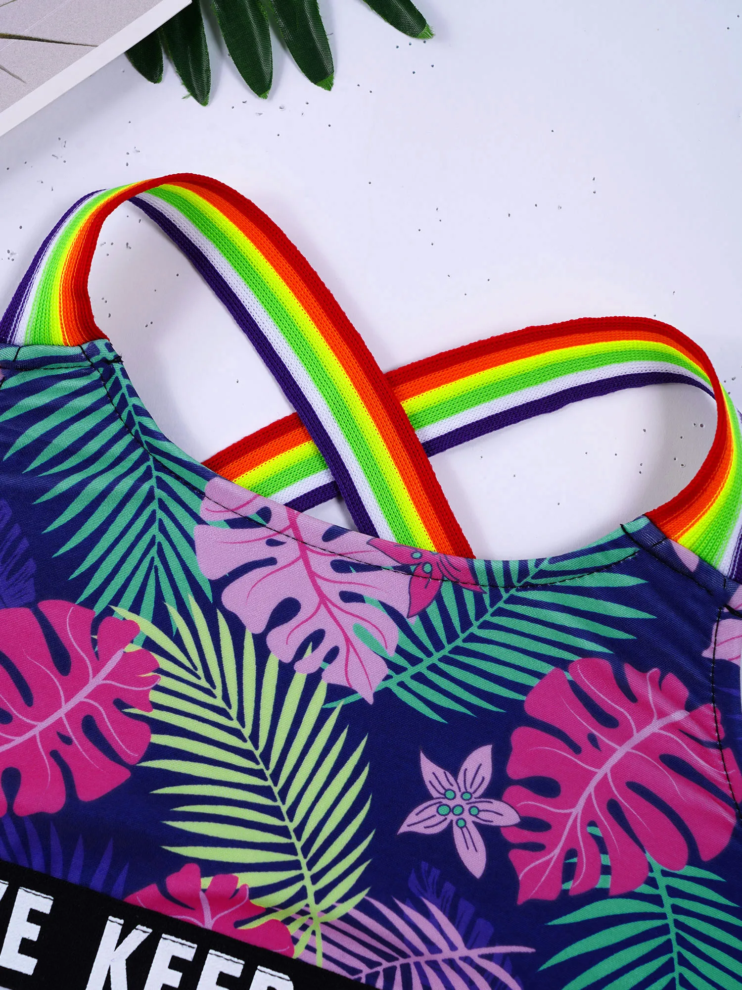 Kids Girls Bikini Swimwear Swimsuits Outfits Bathing Suits Stretchy Tankini Sets Tank Tops with Bottoms Shorts Beachwear Sets