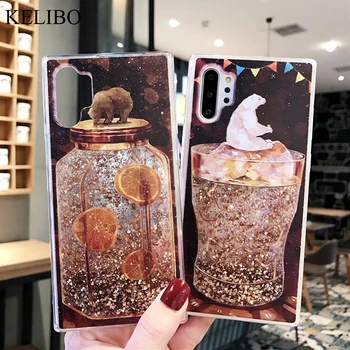 

For Samsung Galaxy Note 10 Note10 Plus Note10 Pro Liquid Bling Quicksand Flamingo Whale Dolphin Bear Coffee Love Heart Cases