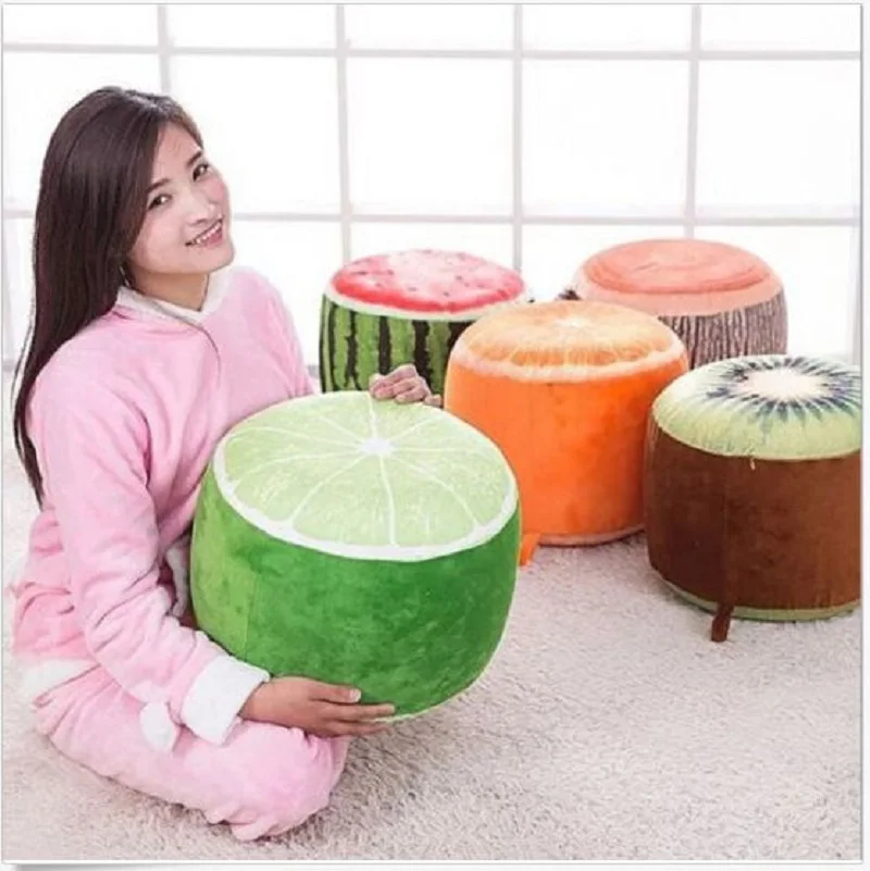 Cute Cartoon Inflatable Stool Kids Plush Toys 3D Fruit Pillow Cushion for Home Decor | Игрушки и хобби