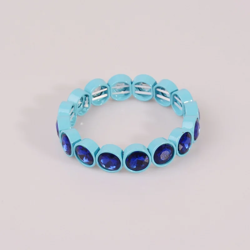 Пользовательские эмалированные радужные плитки браслет Miyuki бисера Шарм браслет для женщин мужчин девушка эластичный кристалл браслет лучшие друзья - Окраска металла: Small-blue