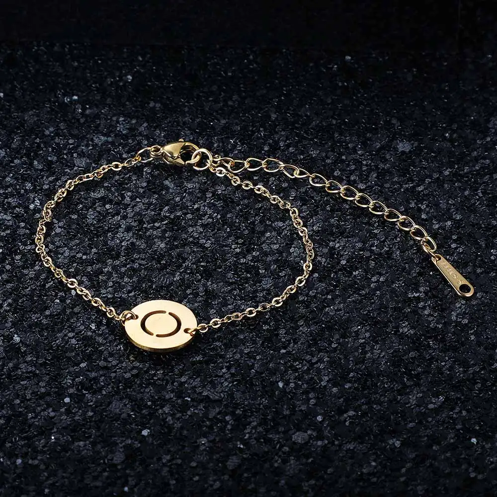 Fabulous Real Stainless Steel Gold Filled A-Z Initial Name Letter Charm Bracelet for Women Female - Окраска металла: JN008-O