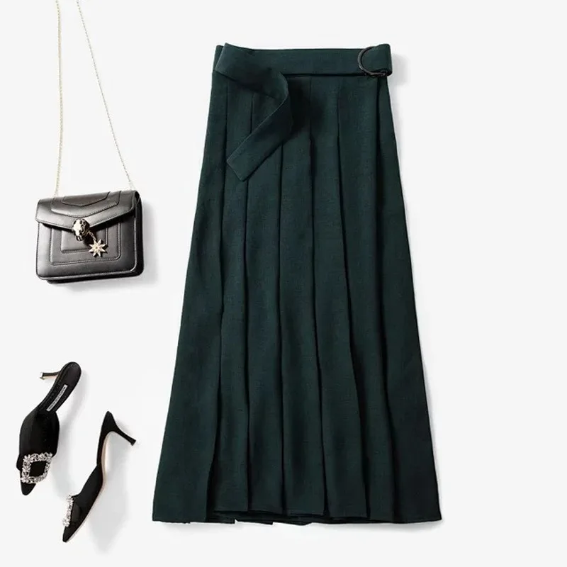 

Women Skirt Dark Green Pleated Skirt