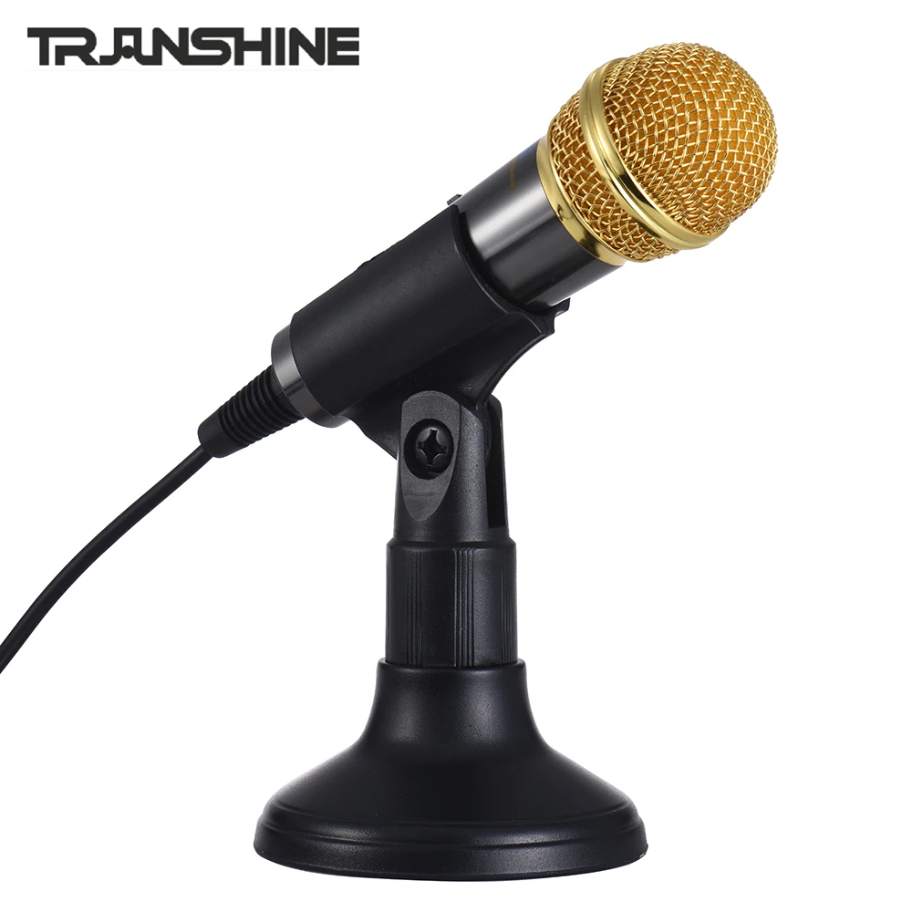 TRanshine PC-309 мини вокальный/инструментальный микрофон Портативный Ручной Караоке Пение Запись микрофон с Подставкой кронштейн держатель
