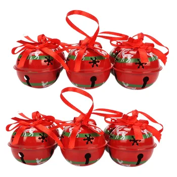 

12Pcs Home Christmas Decoration Reindeer Red Metal Jingle Bell Christmas Tree Decoration Tree Pendant