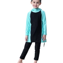 Мусульманский купальный костюм для девочек, полный купальный костюм для девочек, мусульманская толстовка из двух предметов, детская пляжная одежда в арабском стиле, купальные костюмы, Burkinis