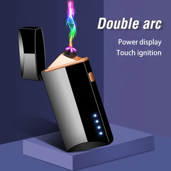 

Double Arc USB Electric Cigarette Lighter Windproof Rechargeable Plasma Turbo Lighters Metal Novelty Electronic Gadgets for Men