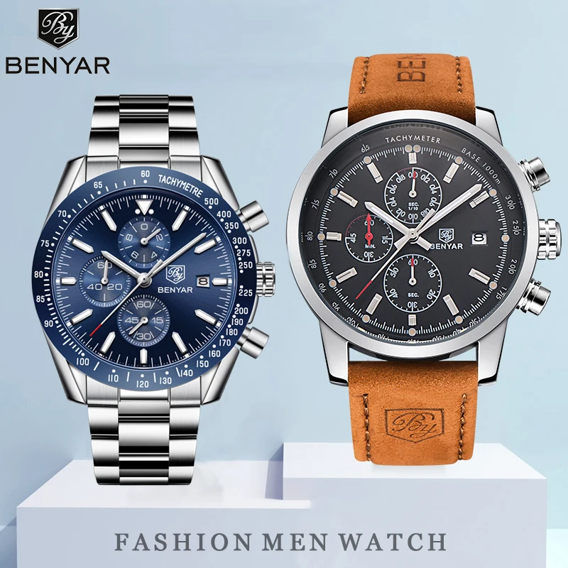 

BENYAR Mens Watch Set Quartz Mens Watches Top Brand Luxury Chronograph Waterproof Men Sports Watches Clock Men Relogio Masculino