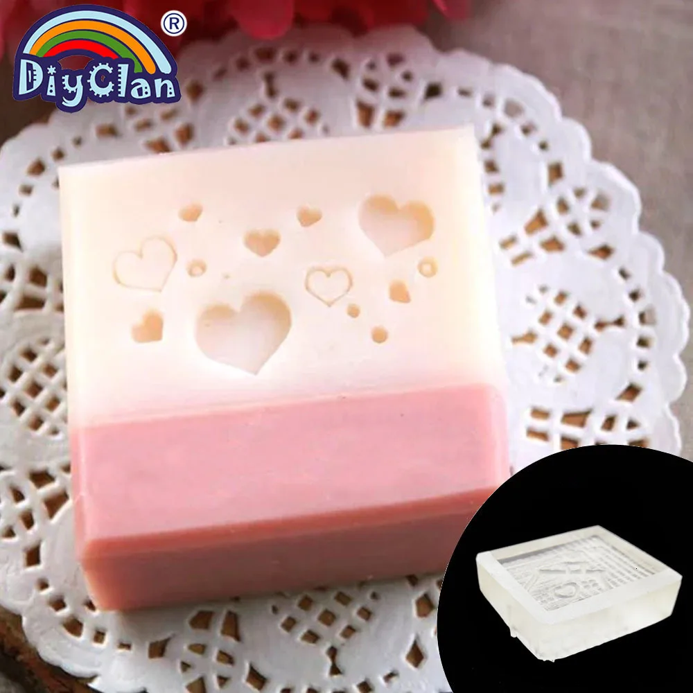 Heart Shape Handmade Soap Stamp Transparent Diy Natural Organic Glass Soap Making Chapter With Handle Acrylic Seal Love Gift