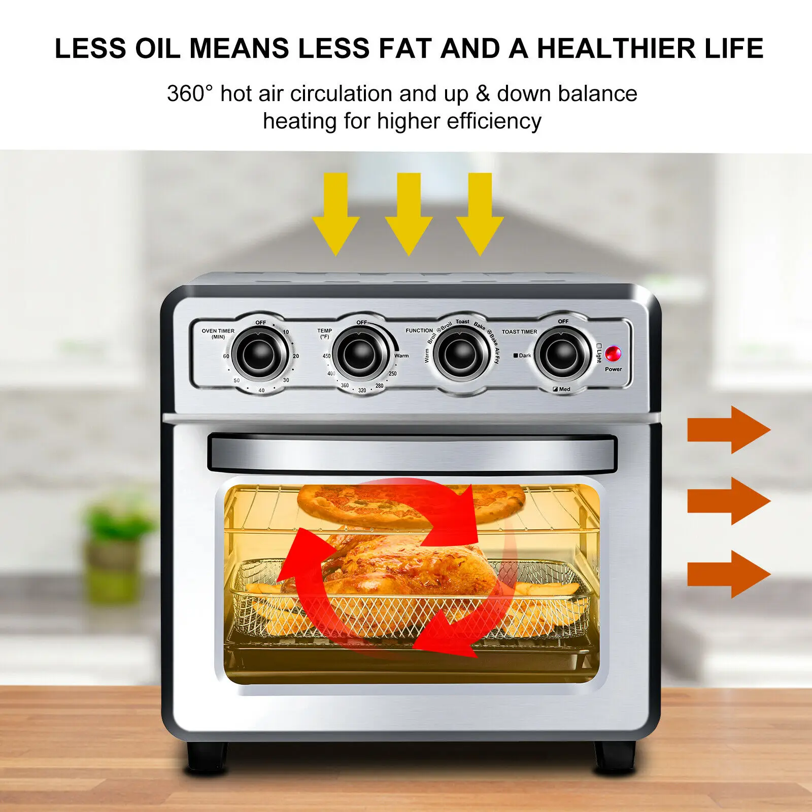 VEVOR 7-IN-1 Air Fryer Toaster Oven, 18L Convection Oven, 1700W