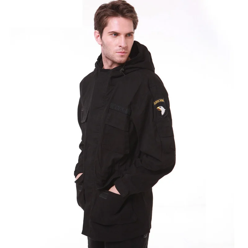 US Army Classic M65 Tactical Trench Men Windbreaker Coat Pure Cotton Solid Men\'s Clothing Winter Fleece Military Jacket AF802