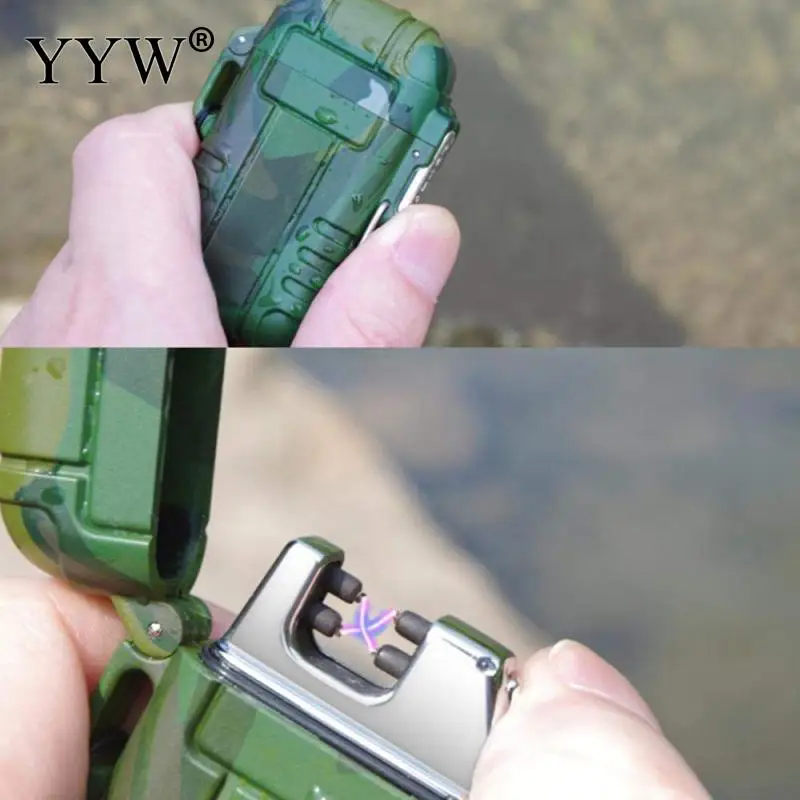 Explorer Lighter Encendedor Outdoor Use Waterproof Windproof Double Arc Pulse Cigarette Smoking Lighter USB Charging Lighters
