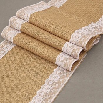 

Vintage Natural Burlap Jute Linen Table Runner Christmas Wedding Champagne Table Runners Dining Room Restaurant Table Gadget