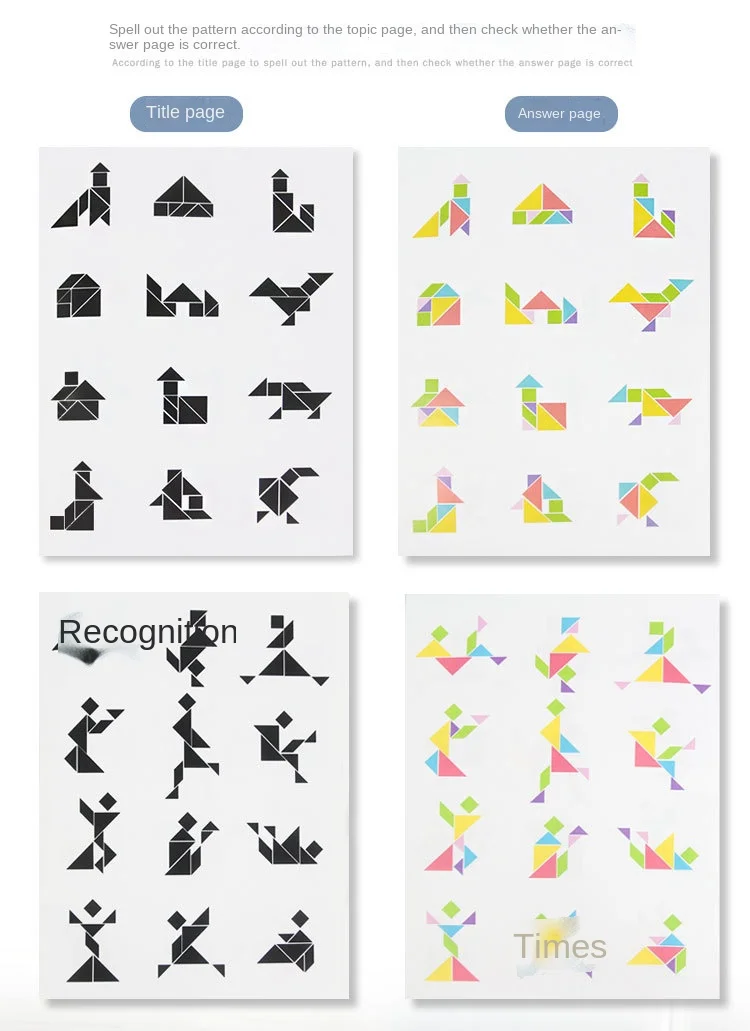 Puzzle En Bois Tangram Tetris – 40 Pièces Colorées – Jeu éducatif Pour Enfants, Développement Logique