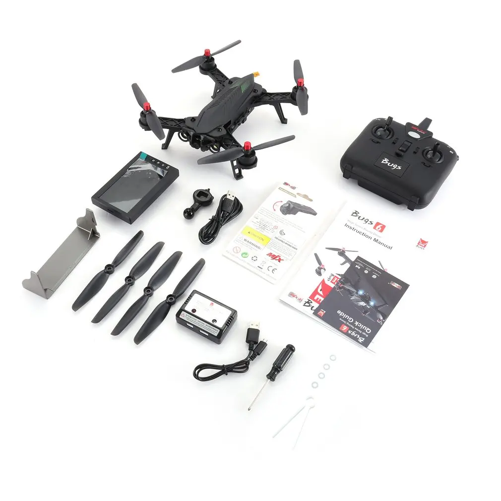 

MJX Bugs 6 B6FD RC Drone With HD 720P 2.4GHz 4CH 6 Axis Gyro RTF 5.8G FPV Camera And 4.3" LCD RX Monitor Brushless RC Quadcopter