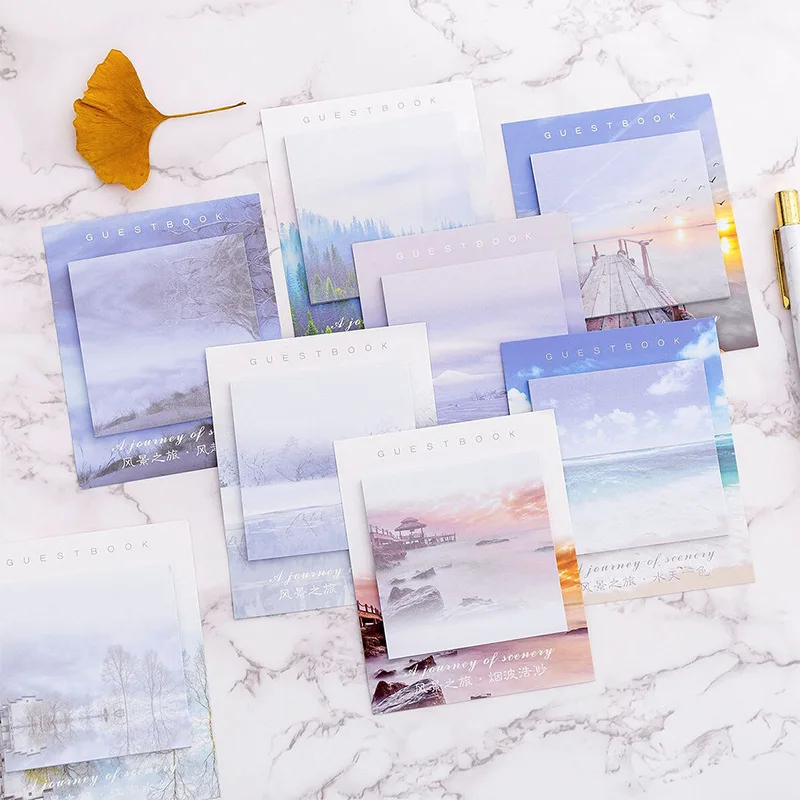 

Natural Scenery Memo Pad Sticky Note Creative Bookmark Paper Notes Cute Planner Stickers Stationary for School Office Items