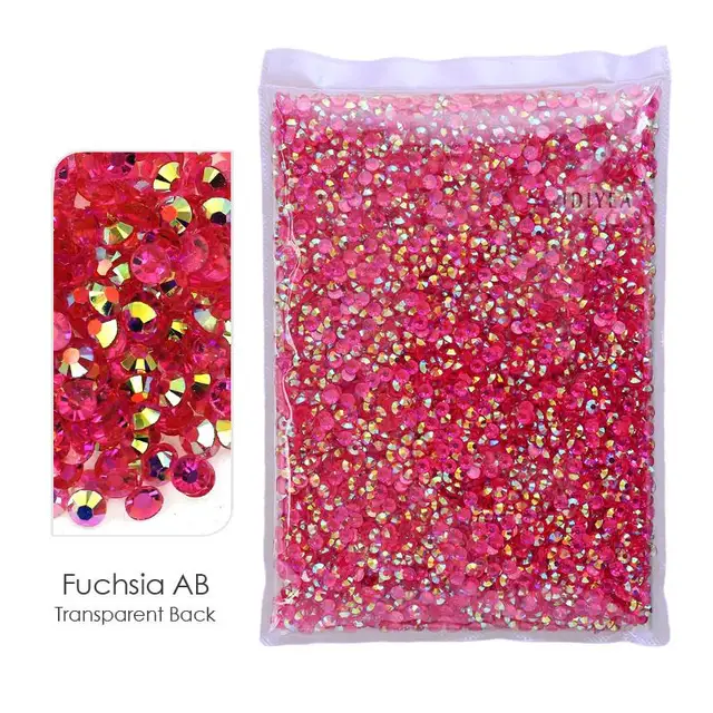 Big Package 2-6mm Mix Sizes Resin Non Hot Fix Rhinestones Bulk Wholesale AB flat back plastic crystals DIY glitters стразы stone TB-Fuchsia AB
