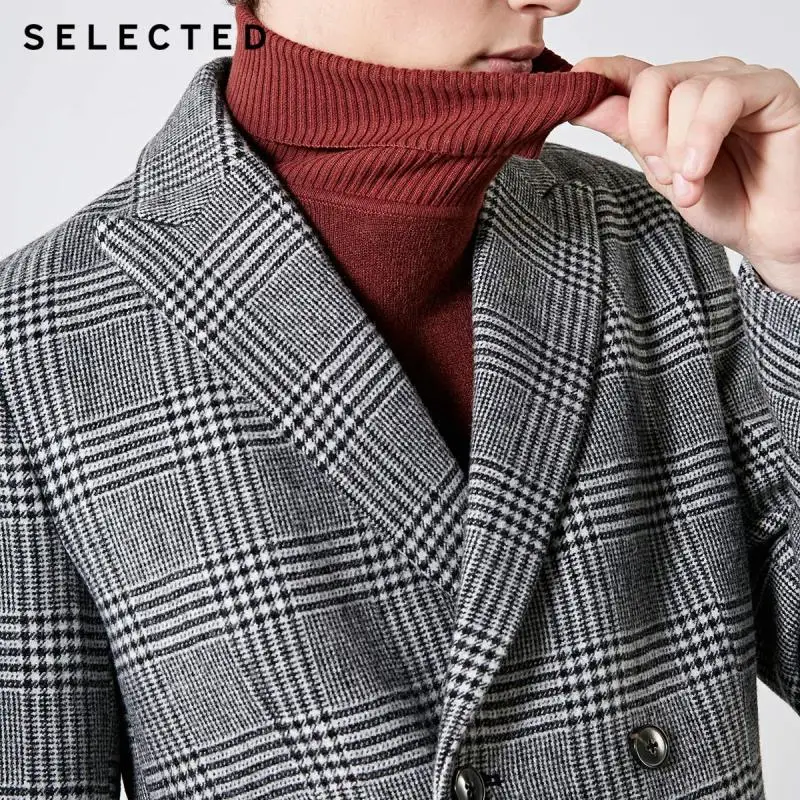 astounding  SELECTED New Men's Wool Coat Winter Plaid Outwear Medium Long Woolen Jacket S  418427534