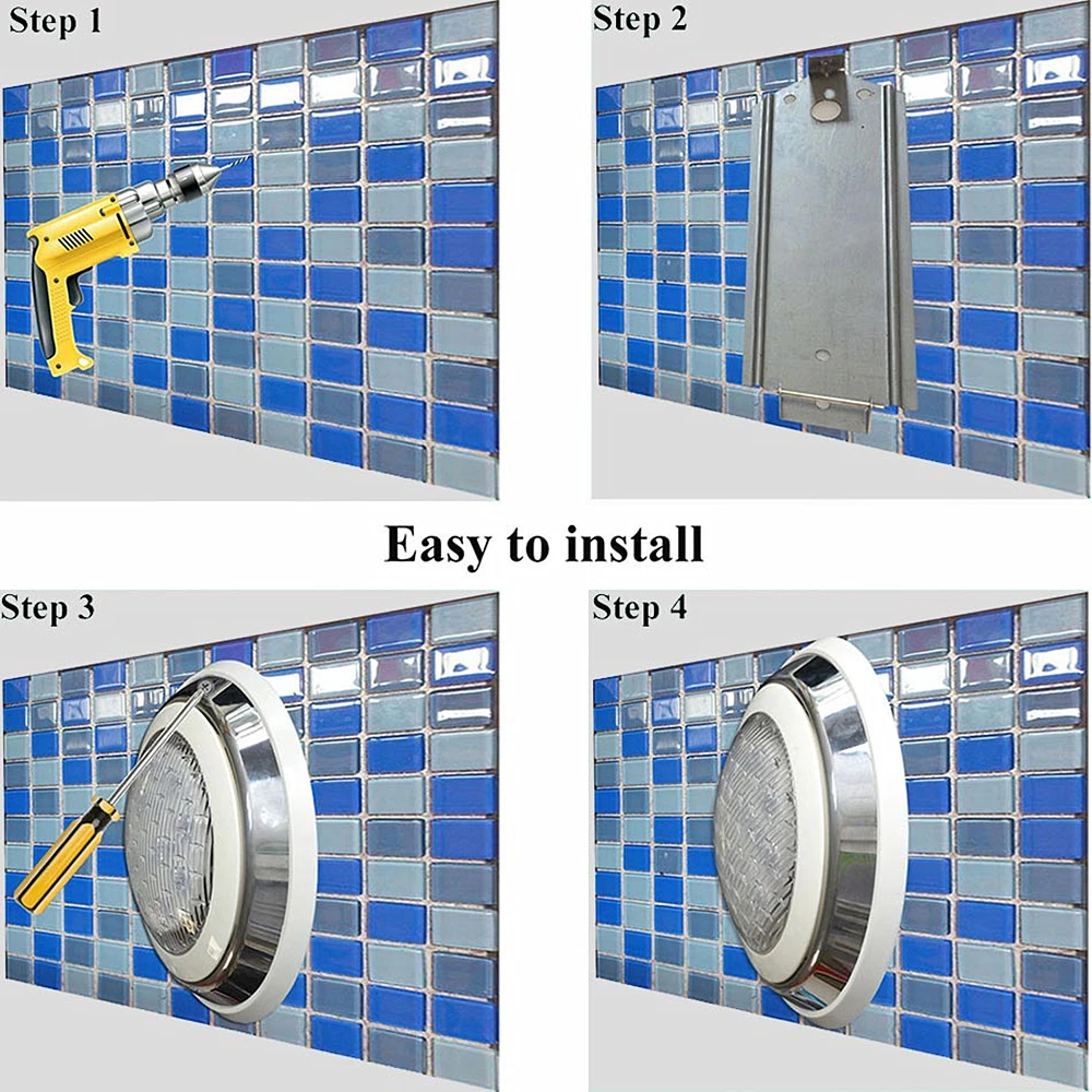 Underwater Lights LED Swimming Pool Light Surface Mounted IP68 12V Stainless Steel Fountain Lamp Spa Pond Lamps (5)