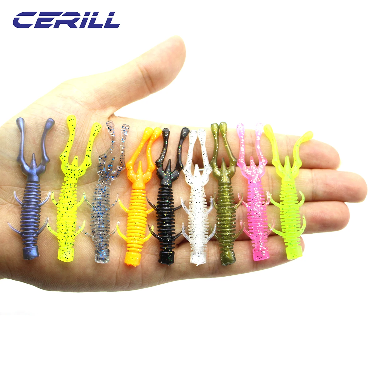 Cerill 10 PCS Split Tail Soft Fishing Lure Silicone Artificial Worm Bait Jig Wobbler Double Carp Bass Pike Shiner Swimbait | Спорт и