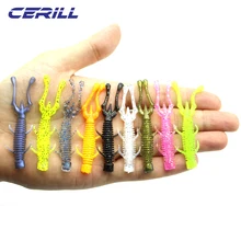 

Cerill 10 PCS Split Tail Soft Fishing Lure Silicone Artificial Worm Bait Jig Wobbler Double Tail Carp Bass Pike Shiner Swimbait