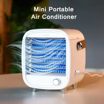 

Mini Desktop Air Conditioner Portable Air Cooler Fast Cooling Humidifier Mute Fan with Night Light Ice Box for Home Office