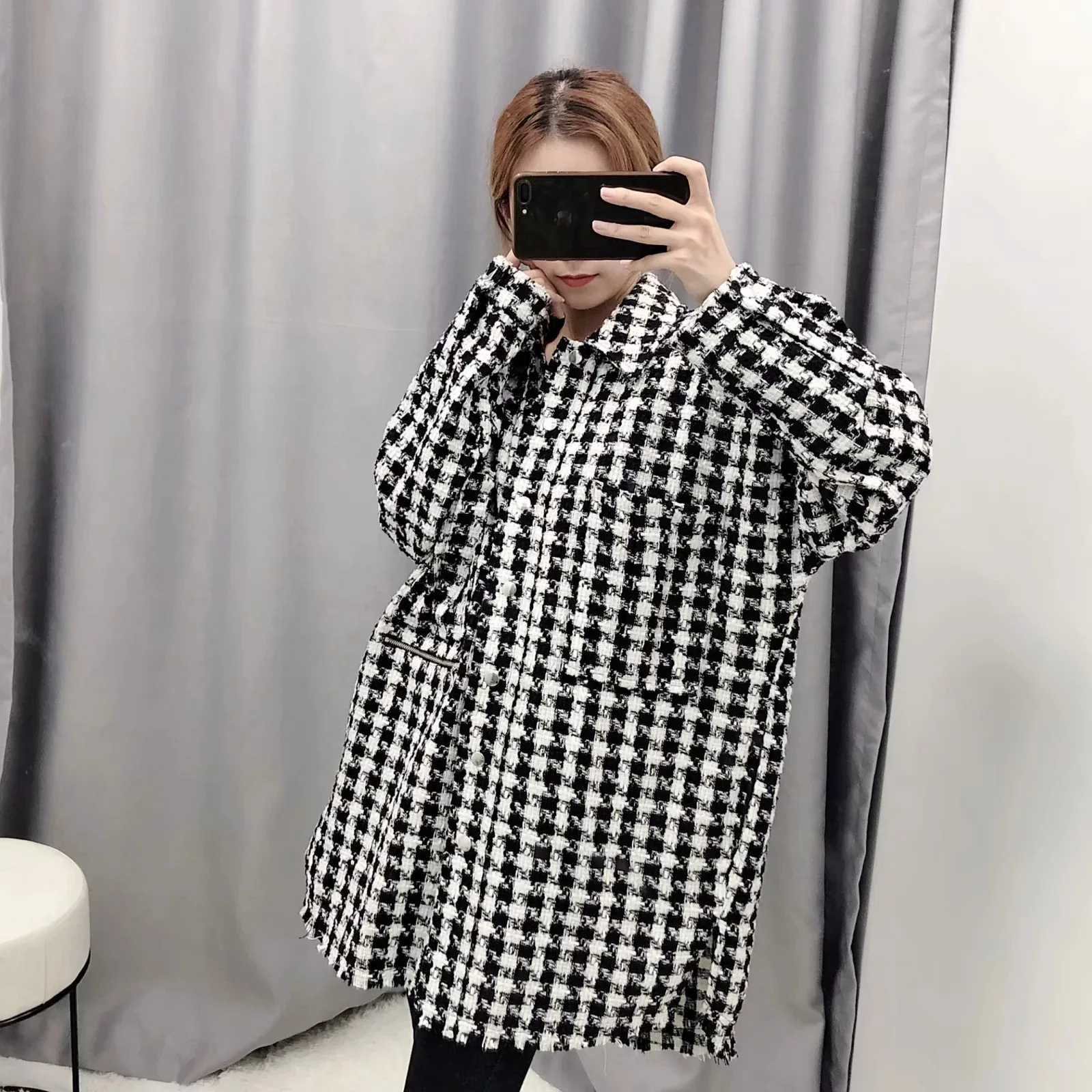 

2019 Western Style Early Autumn New Style Plaid Tweed Jacket
