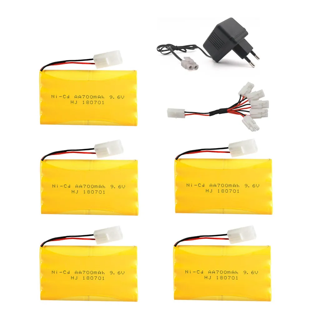 9,6 V 700mAh Ni-CD аккумулятор+ зарядное устройство набор для Rc игрушка лодка автомобиль Танк Поезд робот-пистолет AA 9,6 v перезаряжаемый аккумулятор для RC лодки - Цвет: Красный