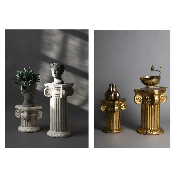 Европейское золото римская колонна смолы скульптура украшения гостиной пол ретро ностальгические украшения для дома офиса